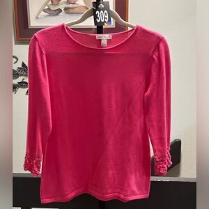NWOT Belford 3/4 Sleeve  Pink Women's Top Size Medium #309